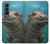 S3871 mignon, bébé, hippopotame, hippopotame Etui Coque Housse pour Samsung Galaxy Z Fold 4