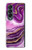 S3896 Stries d'or en marbre violet Etui Coque Housse pour Samsung Galaxy Z Fold 4