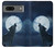 S3693 Pleine lune du loup blanc sinistre Etui Coque Housse pour Google Pixel 7