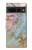 S3717 Imprimé graphique en marbre bleu pastel or rose Etui Coque Housse pour Google Pixel 7 Pro