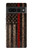 S3804 Graphique de drapeau de ligne rouge en métal de pompier Etui Coque Housse pour Google Pixel 7 Pro