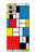 S3814 Composition de dessin au trait Piet Mondrian Etui Coque Housse pour Motorola Moto G32