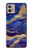 S3906 Marbre violet bleu marine Etui Coque Housse pour Motorola Moto G32