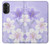 S2361 Fleurs blanches Violet Etui Coque Housse pour Motorola Moto G52, G82 5G
