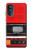 S3204 Rouge Cassette Recorder graphique Etui Coque Housse pour Motorola Moto G52, G82 5G
