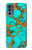 S2688 Aqua Copper Turquoise Graphic Gemme Etui Coque Housse pour Motorola Moto G62 5G