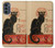 S2739 Chat Noir Noir Chat Millésime Etui Coque Housse pour Motorola Moto G62 5G