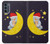 S2849 Mignon Lune Nuit Sleepy Chouette Etui Coque Housse pour Motorola Moto G62 5G