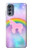 S3070 Arc en ciel pastel ciel Licorne Etui Coque Housse pour Motorola Moto G62 5G