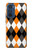 S3421 Noir Orange Blanc Argyle Plaid Etui Coque Housse pour Motorola Edge 30