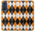 S3421 Noir Orange Blanc Argyle Plaid Etui Coque Housse pour Motorola Edge 30