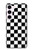 S1611 Échiquier Damier Noir Blanc Etui Coque Housse pour Samsung Galaxy S23