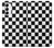 S1611 Échiquier Damier Noir Blanc Etui Coque Housse pour Samsung Galaxy S23