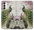 S2773 Paon Peinture brosse chinoise Etui Coque Housse pour Samsung Galaxy S23
