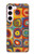 S3409 Carrés cercles concentriques Etui Coque Housse pour Samsung Galaxy S23