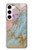 S3717 Imprimé graphique en marbre bleu pastel or rose Etui Coque Housse pour Samsung Galaxy S23