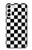 S1611 Échiquier Damier Noir Blanc Etui Coque Housse pour Samsung Galaxy S23 Plus