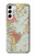 S3418 Carte du monde millésimé Etui Coque Housse pour Samsung Galaxy S23 Plus