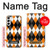 S3421 Noir Orange Blanc Argyle Plaid Etui Coque Housse pour Samsung Galaxy S23 Plus
