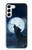 S3693 Pleine lune du loup blanc sinistre Etui Coque Housse pour Samsung Galaxy S23 Plus