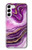 S3896 Stries d'or en marbre violet Etui Coque Housse pour Samsung Galaxy S23 Plus