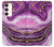 S3896 Stries d'or en marbre violet Etui Coque Housse pour Samsung Galaxy S23 Plus