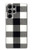 S2842 Noir et blanc Buffle motif de vérification Etui Coque Housse pour Samsung Galaxy S23 Ultra