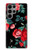 S3112 Motif floral Rose Noir Etui Coque Housse pour Samsung Galaxy S23 Ultra