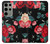 S3112 Motif floral Rose Noir Etui Coque Housse pour Samsung Galaxy S23 Ultra