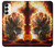 S0863 De feu crâne Etui Coque Housse pour Samsung Galaxy A14 5G