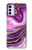 S3896 Stries d'or en marbre violet Etui Coque Housse pour Motorola Moto G42