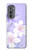 S2361 Fleurs blanches Violet Etui Coque Housse pour Motorola Edge (2022)