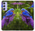 S1565 Oiseau bleu de bonheur Bleu Oiseau Etui Coque Housse pour Samsung Galaxy A54 5G