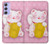 S3025 Rose Maneki Neko chat chanceux Etui Coque Housse pour Samsung Galaxy A54 5G