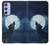 S3693 Pleine lune du loup blanc sinistre Etui Coque Housse pour Samsung Galaxy A54 5G