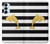 S2882 Noir et blanc rayé Dauphin d'or Etui Coque Housse pour Samsung Galaxy M14