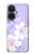 S2361 Fleurs blanches Violet Etui Coque Housse pour OnePlus Nord CE 3 Lite, Nord N30 5G