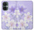 S2361 Fleurs blanches Violet Etui Coque Housse pour OnePlus Nord CE 3 Lite, Nord N30 5G