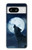 S3693 Pleine lune du loup blanc sinistre Etui Coque Housse pour Google Pixel 8