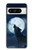 S3693 Pleine lune du loup blanc sinistre Etui Coque Housse pour Google Pixel 8 pro
