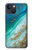 S3920 Couleur bleu océan abstrait émeraude mélangée Etui Coque Housse pour iPhone 14