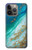 S3920 Couleur bleu océan abstrait émeraude mélangée Etui Coque Housse pour iPhone 14 Pro