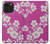 S3924 Fond rose fleur de cerisier Etui Coque Housse pour iPhone 14 Pro Max