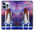 S3913 Navette spatiale nébuleuse colorée Etui Coque Housse pour iPhone 13 Pro