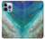S3920 Couleur bleu océan abstrait émeraude mélangée Etui Coque Housse pour iPhone 13 Pro