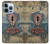S3955 Porte Météo Vintage avec Trou de Serrure Etui Coque Housse pour iPhone 13 Pro