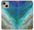 S3920 Couleur bleu océan abstrait émeraude mélangée Etui Coque Housse pour iPhone 13 mini
