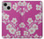 S3924 Fond rose fleur de cerisier Etui Coque Housse pour iPhone 13 mini