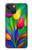 S3926 Peinture à l'huile de tulipe colorée Etui Coque Housse pour iPhone 13 mini