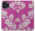 S3924 Fond rose fleur de cerisier Etui Coque Housse pour iPhone 13 Pro Max